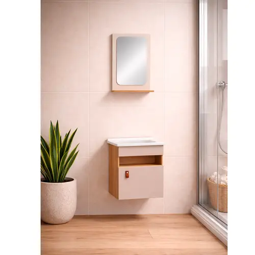 Kit Gabinete Banheiro Unique Freijó/Nude 42cm Corso