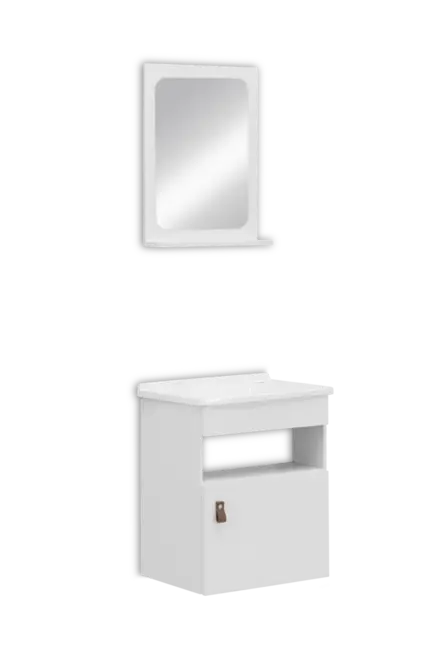 Kit Gabinete Banheiro Unique Branco 42cm Corso