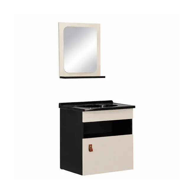 Kit Gabinete Banheiro Unique Preto/Nude 42 cm Corso