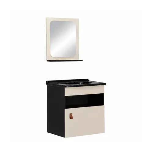 Kit Gabinete Banheiro Unique Preto/Nude 42 cm Corso