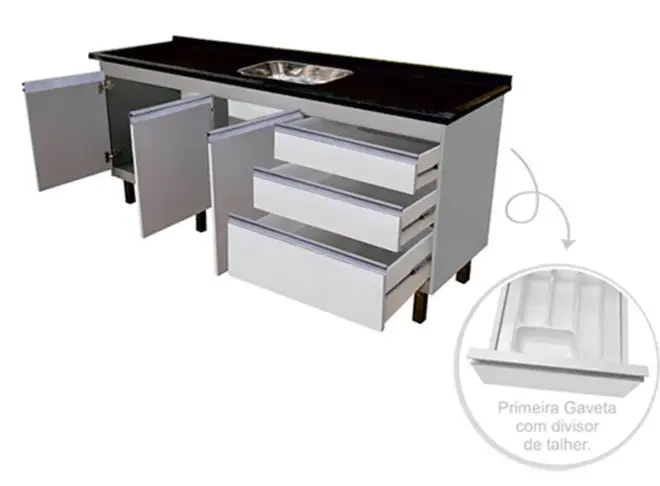 GABINETE DE COZINHA ESMERALDA 1,14 BRANCO/COBALTO LOCATT