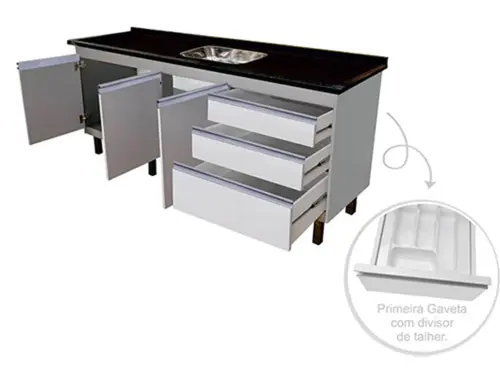 GABINETE DE COZINHA ESMERALDA 1,14 BRANCO/COBALTO LOCATT