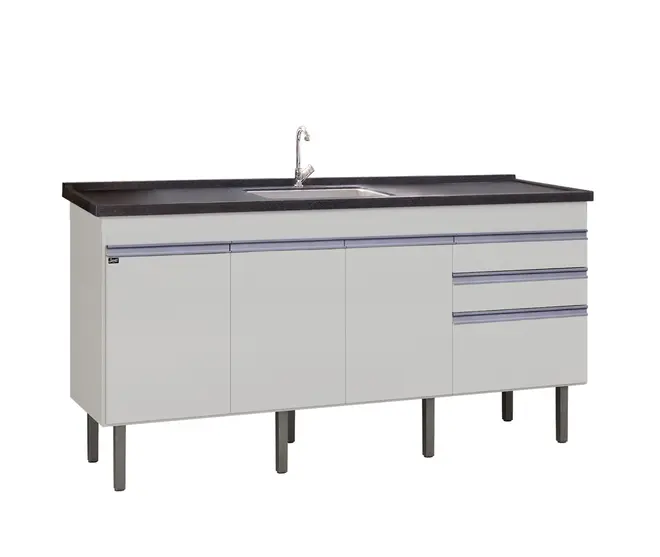 GABINETE DE COZINHA ESMERALDA 1,94 BRANCO/BRANCO LOCATT