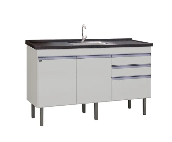 GABINETE DE COZINHA ESMERALDA 1,44 BRANCO/BRANCO LOCATT