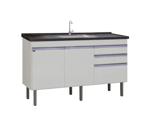 GABINETE DE COZINHA ESMERALDA 1,44 BRANCO/BRANCO LOCATT