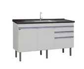 GABINETE DE COZINHA ESMERALDA 1,44 BRANCO/BRANCO LOCATT
