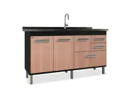 GABINETE DE COZINHA NEW VERSATIL 1,44 NERO/PEROBA LOCATT