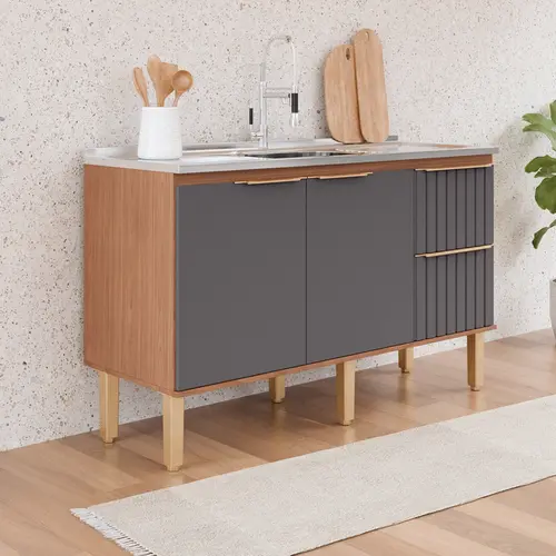 Gabinete de Cozinha Agata 1,44m Freijo/Titanium MGM