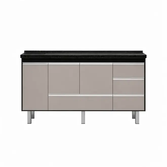 GABINETE DE COZINHA FERRARA 1,44 PRETO/OURO PRIMATTO