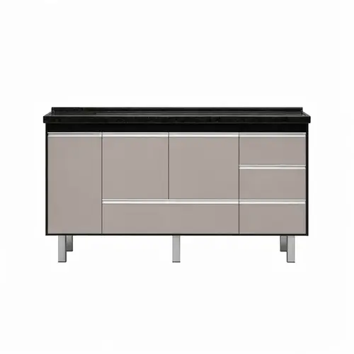 GABINETE DE COZINHA FERRARA 1,44 PRETO/OURO PRIMATTO