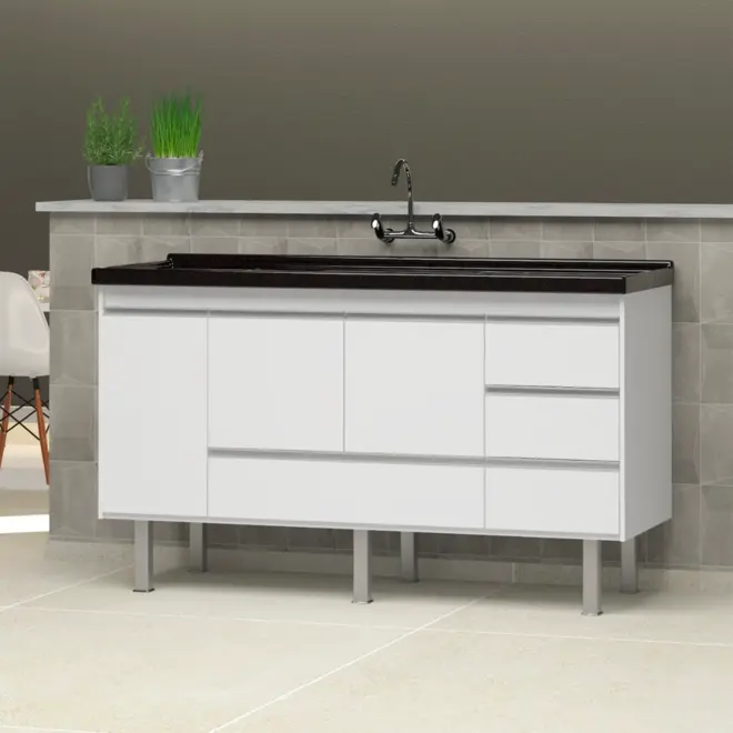 GABINETE DE COZINHA FERRARA 1,74 BRANCO/BRANCO PRIMATTO