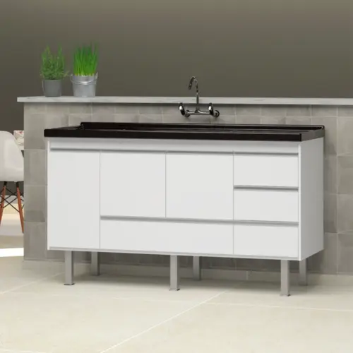 GABINETE DE COZINHA FERRARA 1,74 BRANCO/BRANCO PRIMATTO