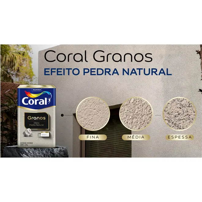 Efeito Granos Pedra Espessa Base 22kg Coral