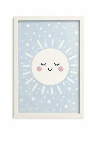 QUADRO DECOR 28X40 INFANTIL SOL AZUL SINAL