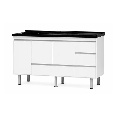 Gabinete de Cozinha Ferrara 1,44 Preto/Preto Primatto
