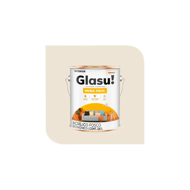 Tinta Acrílica Muda Fácil Fosco  Algodao Egipcio 3,6L Glasu