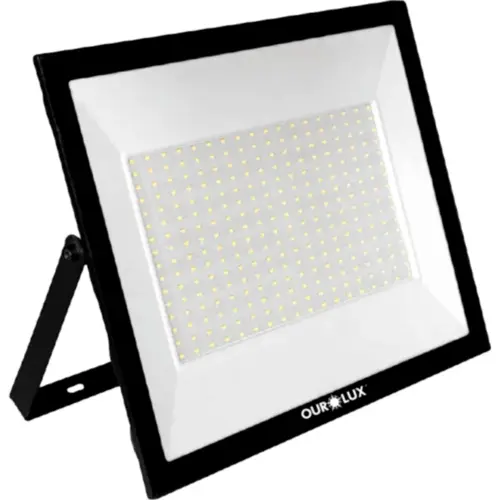 REFLETOR LED SLIM 200W PRETO 6500K BIV OUROLUX