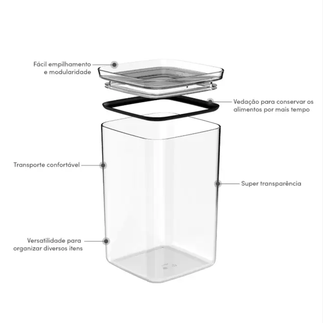 POTE HERMETICO ORGANIZADOR 3,5L NATURAL BLOCK OU