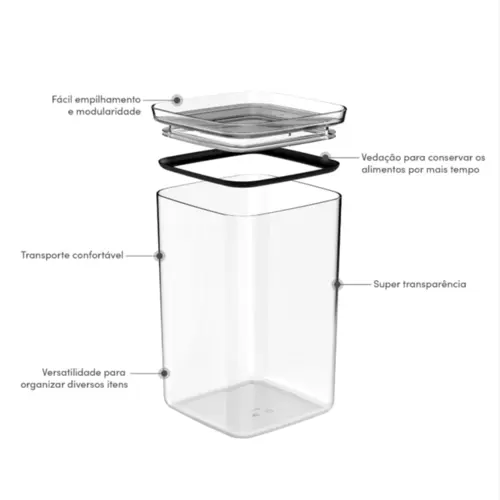 POTE HERMETICO ORGANIZADOR 3,5L NATURAL BLOCK OU