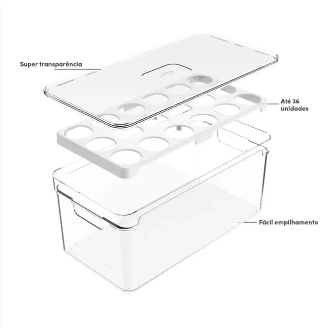 ORGANIZADOR DE OVOS 36UN 150 NATURAL CLEAR FRESH OU