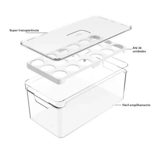 ORGANIZADOR DE OVOS 36UN 150 NATURAL CLEAR FRESH OU