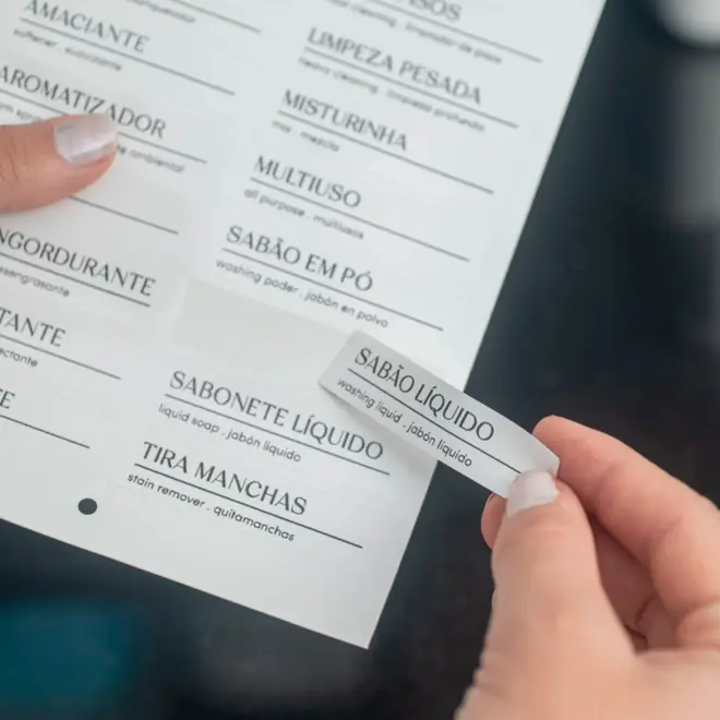 ETIQUETAS ADESIVAS PARA LAVANDERIA BRANCO OU