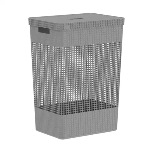 CESTO DE ROUPA C/ TAMPA 49L 450 CHUMBO GRID OU