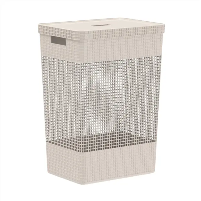 CESTO DE ROUPA C/ TAMPA 49L 450 BEGE GRID OU