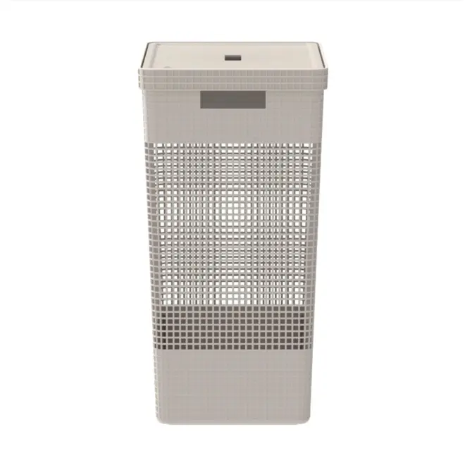 CESTO DE ROUPA C/ TAMPA 49L 450 BEGE GRID OU