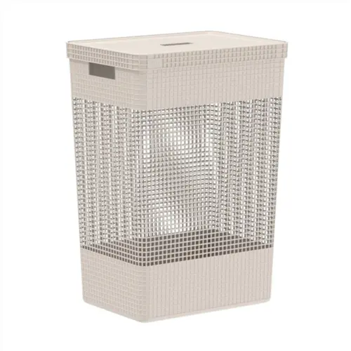 CESTO DE ROUPA C/ TAMPA 49L 450 BEGE GRID OU