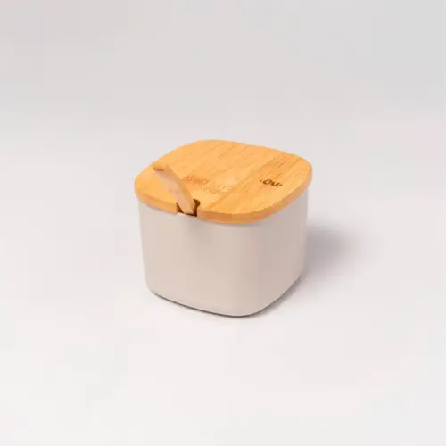 AÇUCAREIRO BEGE TAMPA DE BAMBU LUME OU