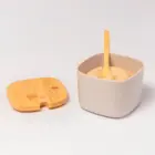AÇUCAREIRO BEGE TAMPA DE BAMBU LUME OU