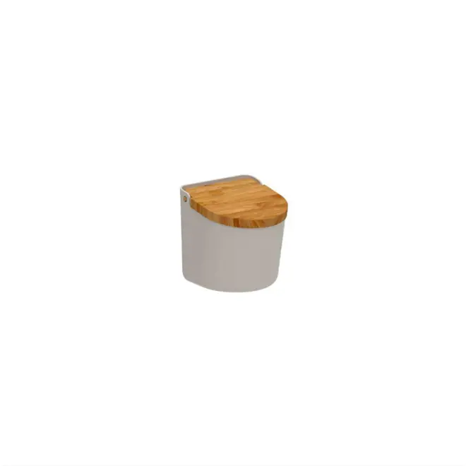 SALEIRO BEGE TAMPA DE BAMBU LUME OU