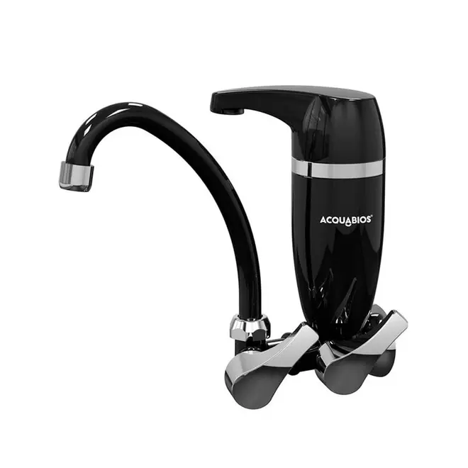 TORNEIRA COZINHA  PREMIUM PAREDE BICA MOVEL COM FILTRO PRETA/CROMADA ACQUABIOS