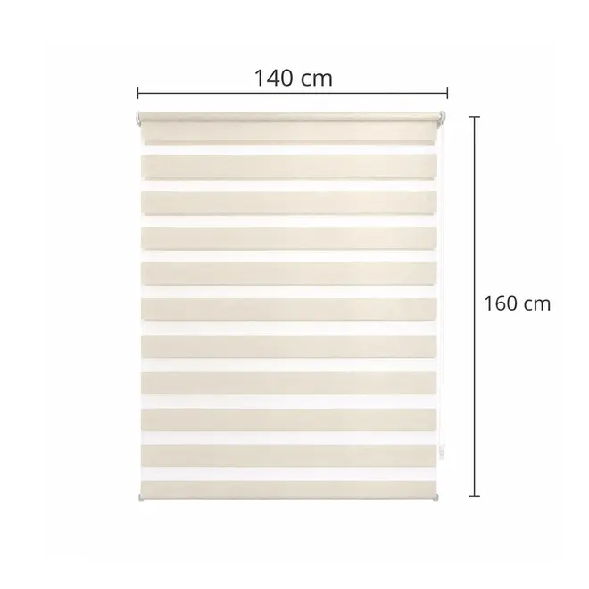 Persiana Zebra Bege Linho Dupla Rolo 140x160cm Evolux