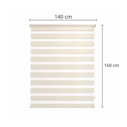 Persiana Zebra Bege Linho Dupla Rolo 140x160cm Evolux