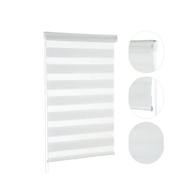 Persiana Zebra Branco  Dupla Rolo 140x160cm Evolux