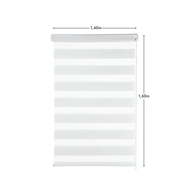 Persiana Zebra Branco  Dupla Rolo 140x160cm Evolux