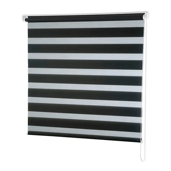 Persiana Zebra Preta Linho Dupla Rolo 160x160cm Evolux