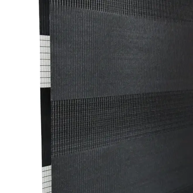 Persiana Zebra Preta Linho Dupla Rolo 160x160cm Evolux