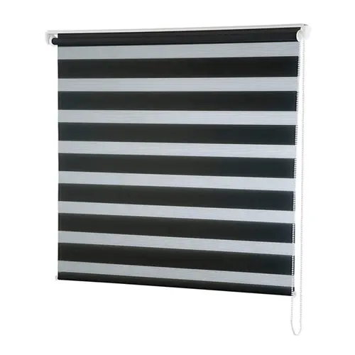 Persiana Zebra Preta Linho Dupla Rolo 160x160cm Evolux