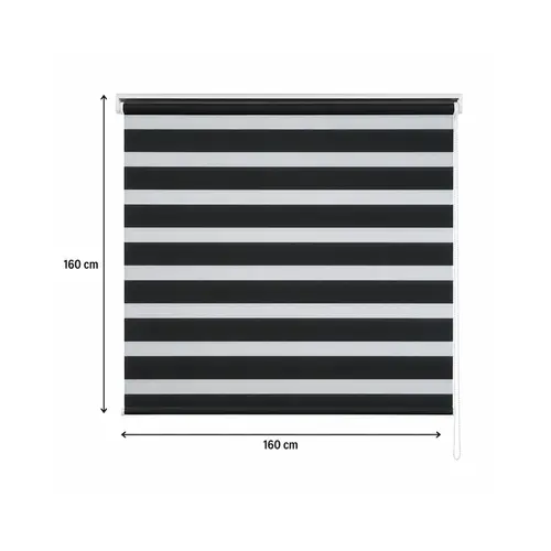 Persiana Zebra Preta Linho Dupla Rolo 160x160cm Evolux