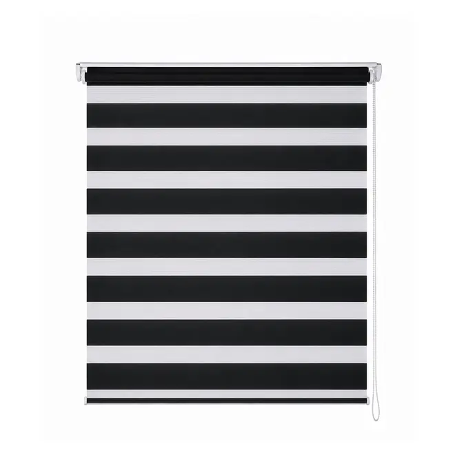 Persiana Zebra Preta Linho Dupla Rolo 140x160cm Evolux
