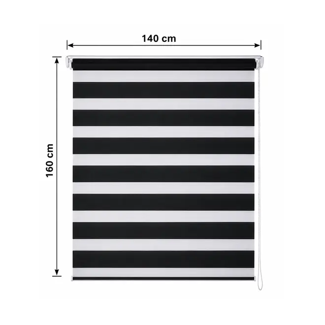 Persiana Zebra Preta Linho Dupla Rolo 140x160cm Evolux