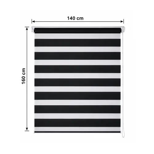 Persiana Zebra Preta Linho Dupla Rolo 140x160cm Evolux