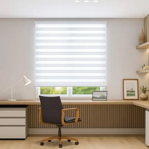 Persiana Zebra Branca Linho Dupla Rolo 160x160cm Evolux