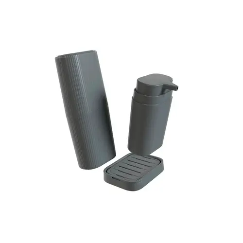 Kit Acessórios Para Bancada de Banheiro 3 Peça Cinza Astra