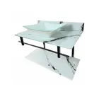 Lavabo Com Cuba Rubineto 60x35 Branco Marmorizado Dulluc