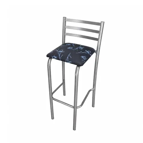 Banco Bar Premium Prata/Preto Floral Utilaço