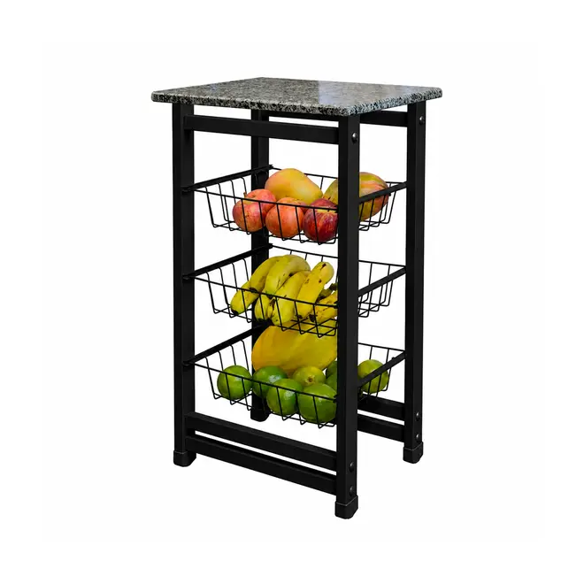Fruteira Com Tampo Granito Preta Utilaço